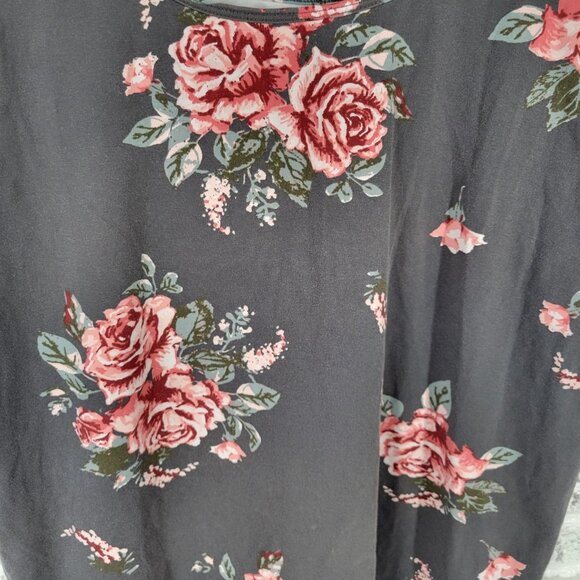 Maurices Womens Top 3X Plus Tank Gray Pink Floral Cotton Blend Comfy FLO39E - Picture 5 of 8